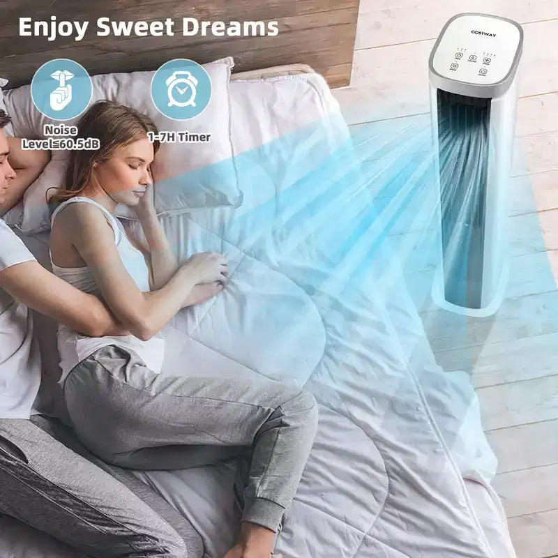 Costway Raffreddatore d'Aria Evaporativo Portatile 3-in-1 da 40" con Ventilatore a Torre Senza Pale e Timer