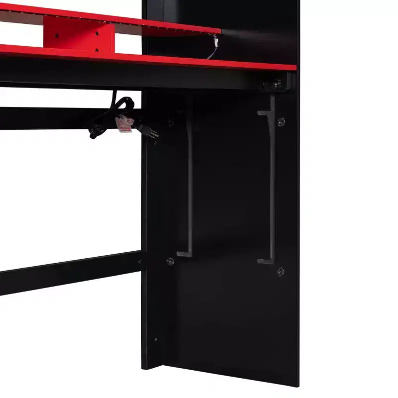 Luxystar Letto a soppalco a una piazza e mezza con scrivania illuminata regolabile, armadio aperto e libreria