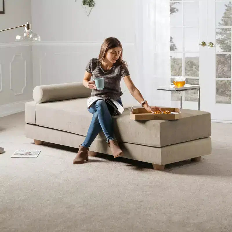 Divano letto / Letto estraibile queen-size - Microvelluto