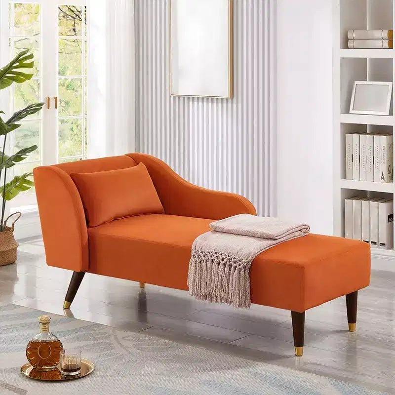 Chaise Longue Moderna in Velluto, Chaise Longue Imbottita con Bracciolo Curvo, Divano Letto per Camera da Letto, Ufficio, Soggiorno