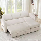 Divano Letto Estraibile 2 in 1 con Chaise Longue Contenitore, Divano Componibile in Ciniglia con Porte USB per Soggiorno