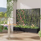 MAYEERTY Fioriera con traliccio in ferro nero Linea parallela 01 Stile combinato classico a persiana 183x119x41 cm Set da 3 pezzi