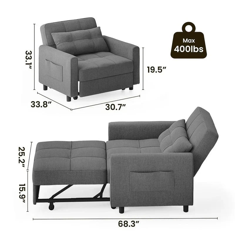 Divano letto trasformabile 3-in-1, Poltrona letto estraibile, Letto pieghevole convertibile per soggiorno
