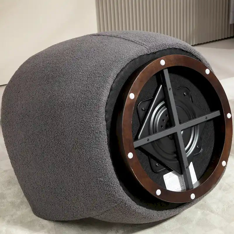 Poltrona Girevole Imbottita a Botte con Contenitore, Sedia Moderna da Salotto per Camera da Letto/Ufficio/Zone Lettura