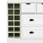 Whisen Armadio Dispensa per Cucina Autoportante Alto 180 cm, Grande Credenza Contenitore per Sala da Pranzo con 4 Ante Pieghevoli, Ripiani, Portabottiglie