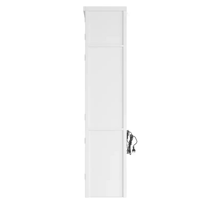 Dispensa Alta da Cucina con Prese di Corrente, Grande Credenza Autoportante con Supporto per Microonde, Cassetti, Scaffali, Portabottiglie e Ante con Ripiani