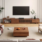 Mobile TV moderno allungabile e retrattile con 4 cassetti, fino a 261 cm - 78,54P x 15,74L x 13,78A