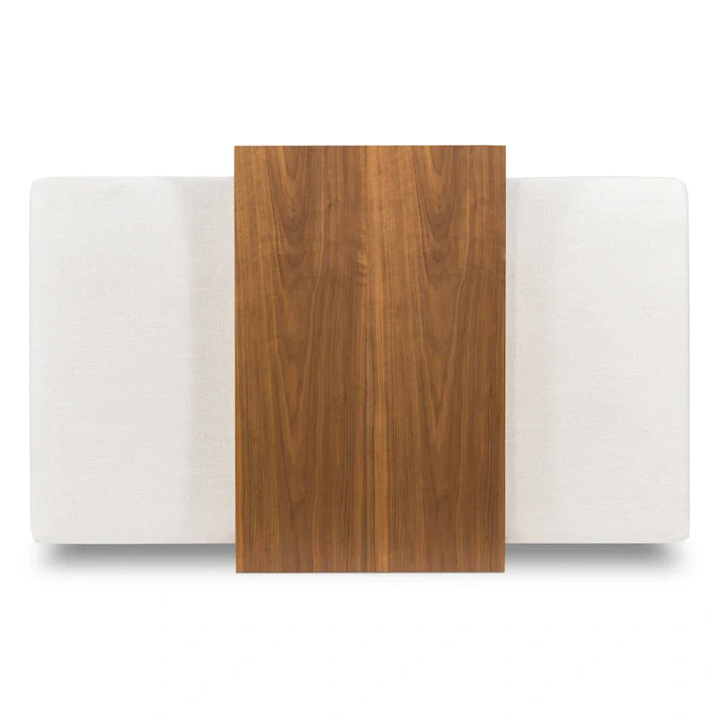 Pouf Jarmo Poly & Bark con Tavolino Regolabile in Noce - Vera Pelle Italiana Pieno Fiore