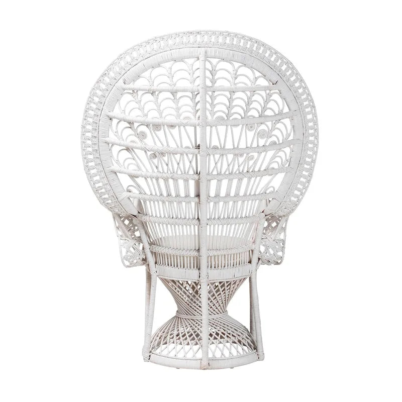Sedia Kallima Pavone in Rattan Naturale Bianco Bohemien Moderno