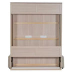 Letto a scomparsa Queen Size con divano, letto a scomparsa in legno Queen con luce LED, letto a cassapanca pieghevole con per camera degli ospiti, Beige