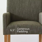 Set di 6 sedie da pranzo imbottite con braccioli, poltrone moderne in lino con gambe in legno, sedie occasionali per sala da pranzo, soggiorno - Panipeachy