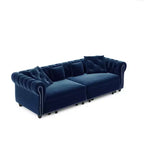 Divano Letto Estraibile 3-in-1 King Size in Velluto Whisen e Divano Letto Convertibile con Ottomana Mobile, Design Trapuntato