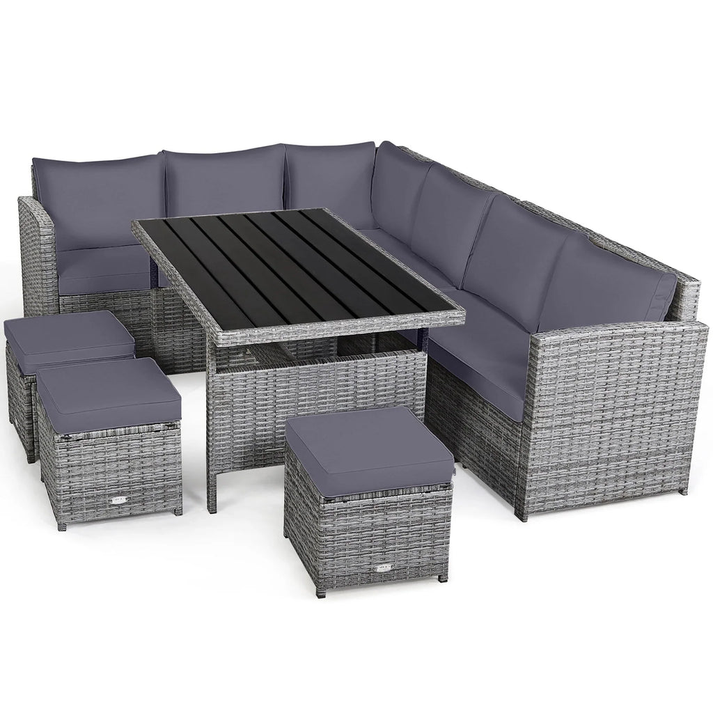 Costway Set da pranzo da 7 pezzi in rattan per esterni Divano componibile ottomano - Vedi dettagli