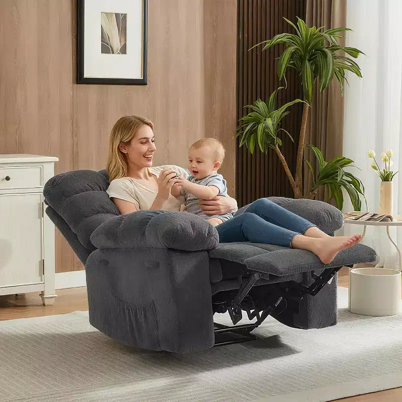 Poltrona reclinabile manuale, poltrona reclinabile ergonomica in tessuto traspirante con tasche laterali, divano singolo, adatta per soggiorno e camera da letto