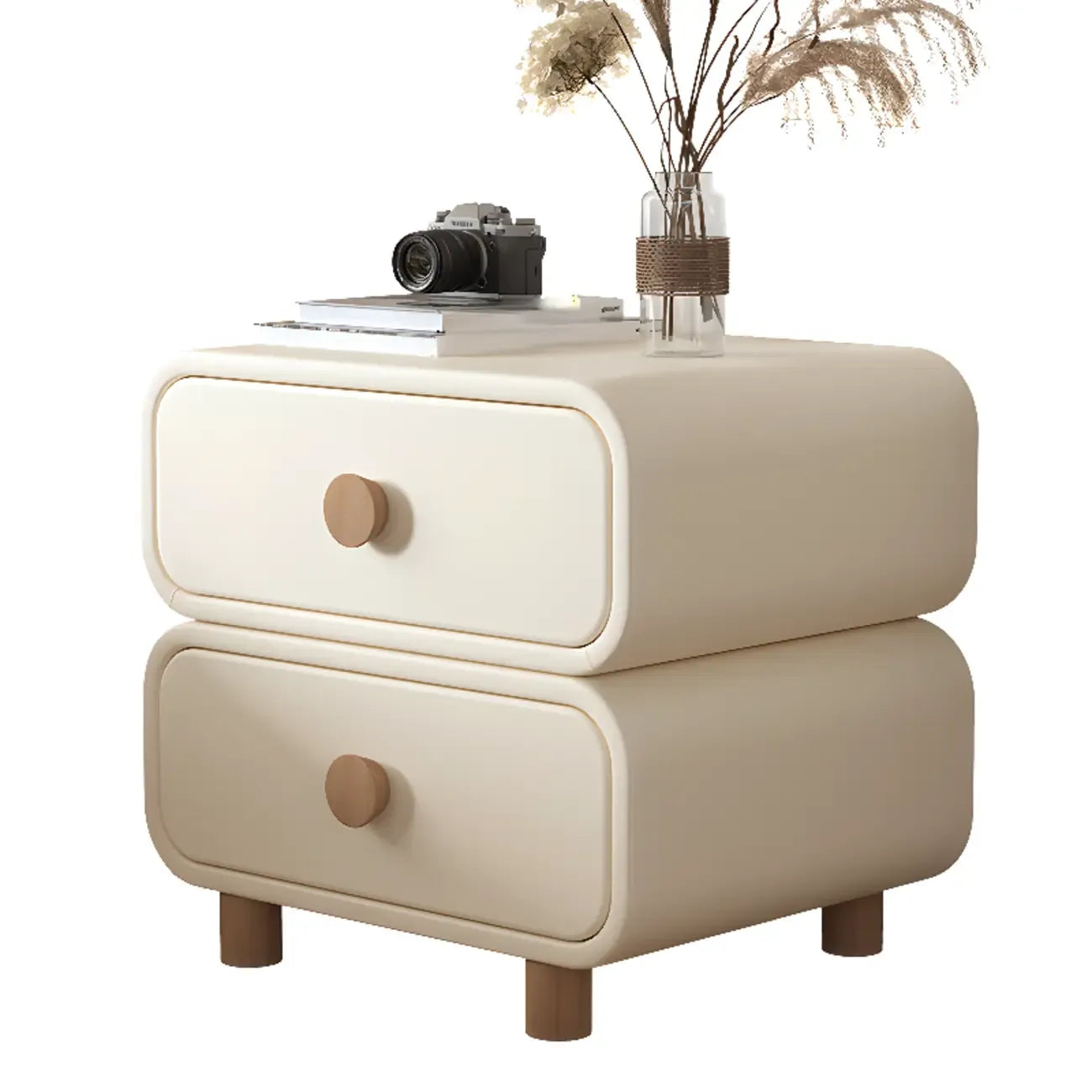 Comodino scandinavo in similpelle con finitura in similpelle