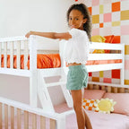 Max & Lily Letto a Castello Singolo su Una Piazza e Mezza con Letto Estraibile, Letti a Castello in Legno Massello Stile Scandinavo per Bambini