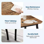 Tavolo e sedie da cucina con struttura in metallo, set da 5 pezzi, con design smussato