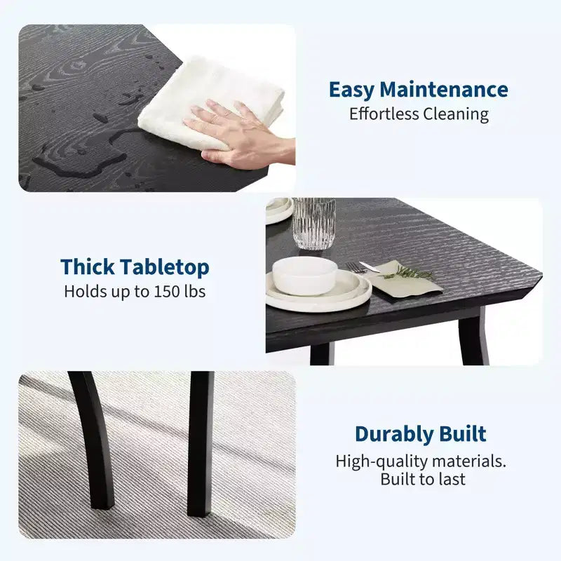 Tavolo e sedie da cucina con struttura in metallo, set da 5 pezzi, con design smussato