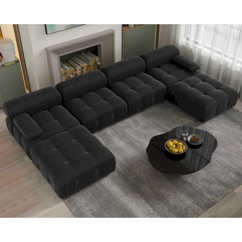138 Divano componibile convertibile, Divani U-Shape in velluto minimalista