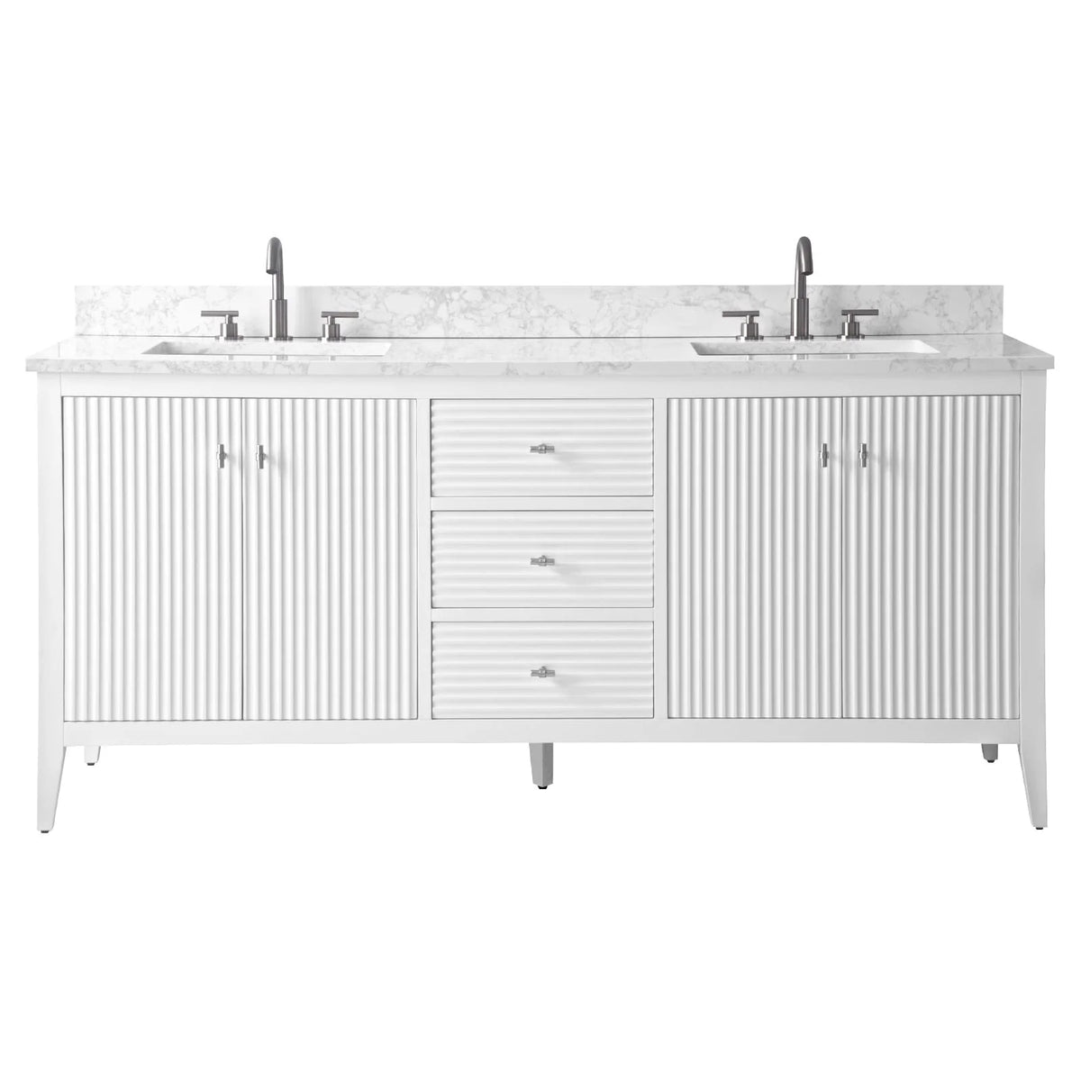 Mobile lavabo doppio Vanity Art 72 per bagno con piano in marmo composito