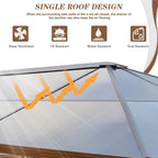 EROMMY Gazebo a tetto rigido, Pergola da esterno con doppio tetto, zanzariere e tende, Tenda da sole resistente per patio, cortile, feste in piscina