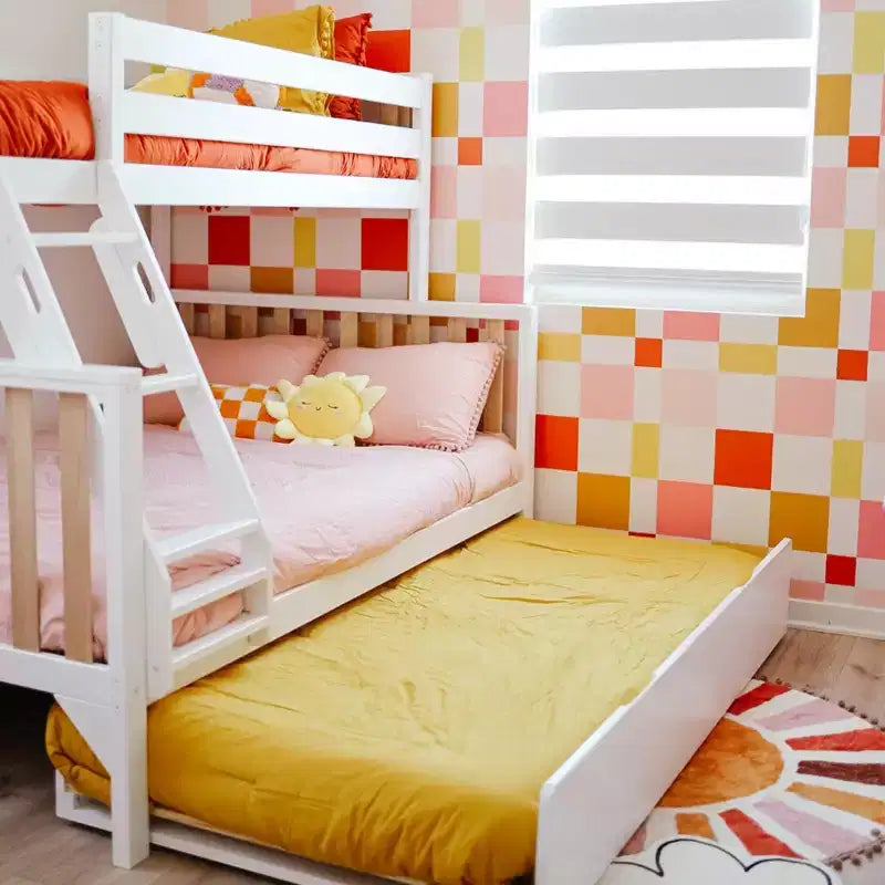Max & Lily Letto a Castello Singolo su Una Piazza e Mezza con Letto Estraibile, Letti a Castello in Legno Massello Stile Scandinavo per Bambini