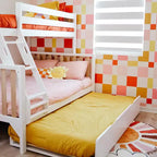 Max & Lily Letto a Castello Singolo su Una Piazza e Mezza con Letto Estraibile, Letti a Castello in Legno Massello Stile Scandinavo per Bambini