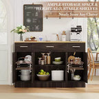 Mobile Buffet Celebalcony con Contenitore, Grande Mobile Contenitore da Cucina da 53,4 pollici con 3 Cassetti e 4 Ante, Ripiano Regolabile per Cucina, Soggiorno