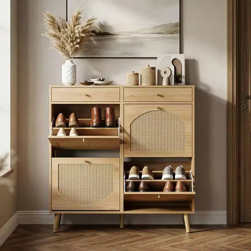 Scarpiera Karl Home con 2 cassetti e 4 ante a ribalta, in truciolato, 105 cm L