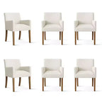 Set di 6 sedie da pranzo imbottite con braccioli, poltrone moderne in lino con gambe in legno, sedie occasionali per sala da pranzo, soggiorno - Panipeachy