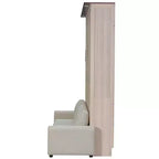 Letto a scomparsa Queen Size con divano, letto a scomparsa in legno Queen con luce LED, letto a cassapanca pieghevole con per camera degli ospiti, Beige