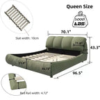 MAYEERTY Letto a Piattaforma Queen Size di Lusso Rivestito in Tessuto con Testiera Imbottita Oversize e Struttura in Legno Massello Verde