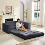 Mjkone Divano letto futon convertibile 2 in 1 da 180 cm, in tessuto a coste, pieghevole, con bottoni trapuntati, divanetto salvaspazio