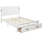ModernLuxe Letto a Piattaforma Queen/King Size con Testiera Alta, Struttura Letto Rustica in Legno con 2 Cassetti, Luci LED e Porte USB