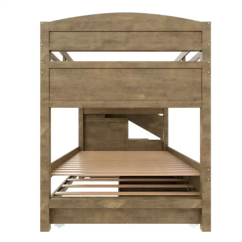 Whisen Letto a castello Twin XL con rotelle estraibili, letto a castello con contenitore, letto a castello in legno massello, scala con contenitore, armadio, 3 cassetti, per bambini