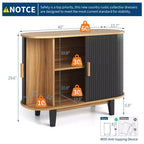 Mobile credenza a coste da 40'', armadio contenitore con anta scorrevole e ripiano regolabile, credenze moderne, mobile bar a serrandina