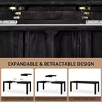 Set da Pranzo Moderno - Tavolo 80" + 6 Sedie Imbottite, Struttura in Legno Massello, Capacità Tavolo 400 libbre, Facile Montaggio