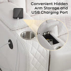 Divano Reclinabile Elettrico con Caricatore Wireless, Luce da Lettura per Soggiorno, Luce LED in Similpelle, Porta AC/USB, Portabicchieri, Nero