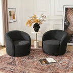 Poltrona girevole a barilotto imbottita KINWELL da 34 pollici (Set di 2)