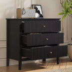 Cassettiera Heynemo a 3 Cassetti, Comodino in Legno Verniciato Alto 76 cm con Contenitore, Ampio Cassettone Moderno con Guide a Sfera