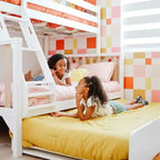 Max & Lily Letto a Castello Singolo su Una Piazza e Mezza con Letto Estraibile, Letti a Castello in Legno Massello Stile Scandinavo per Bambini