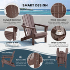 Polytrends Laguna Sedia Adirondack Pieghevole da Esterno per Patio Resistente allo Sbiadimento e alle Intemperie