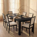 Set da Pranzo Moderno - Tavolo 80" + 6 Sedie Imbottite, Struttura in Legno Massello, Capacità Tavolo 400 libbre, Facile Montaggio