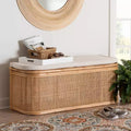Panca contenitore in rattan naturale Bali & Pari Ishana Naturale/Bianco: Rivestimento in poliestere, telaio in compensato, nessun montaggio richiesto
