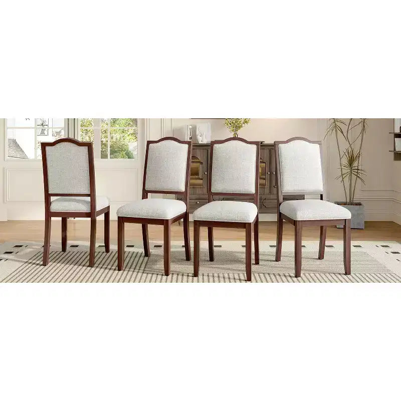 Set di 4 sedie da pranzo stile fattoria con schienale alto e seduta imbottita