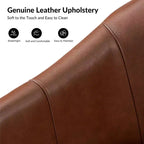 Poltrona a botte girevole Pocono in vera pelle con base in legno massello - Set da 2Artful Living Design