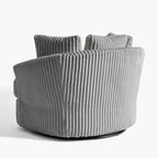 Set di 2 Poltrone Girevoli a Barilotto Oversize da 43" in Velluto a Coste Felpato con Cuscini