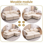 Divano a 2 posti con 2 cuscini, 2 guanciali e 2 pouf, divano confortevole - Divano profondo da soggiorno, divano modulare
