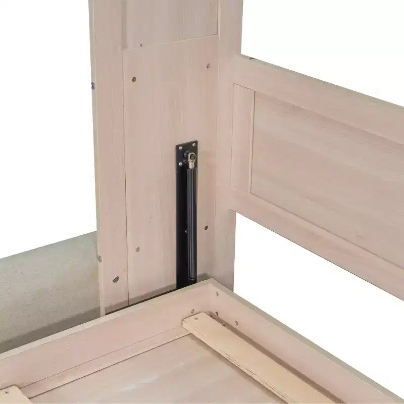 Letto a scomparsa Queen Size con divano, letto a scomparsa in legno Queen con luce LED, letto a cassapanca pieghevole con per camera degli ospiti, Beige