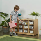 Mobile Cubby con vassoio e 15 contenitori frontali a paletta, 3x4, Arredamento per bambini